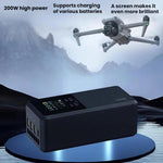 Caricabatterie a 3 canali LKTOP UC342 da 200 W per DJI Air 3 / 3S, ideale per fotografia aerea., US Plug, EU Plug