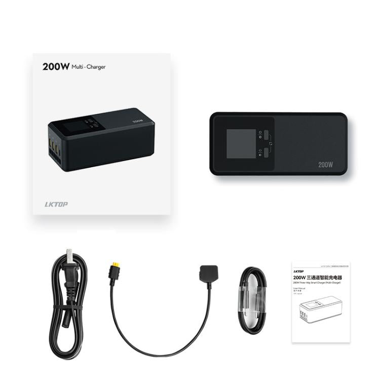 Caricabatterie a 3 canali LKTOP UC342 da 200 W per DJI Air 3 / 3S, ideale per fotografia aerea., US Plug, EU Plug