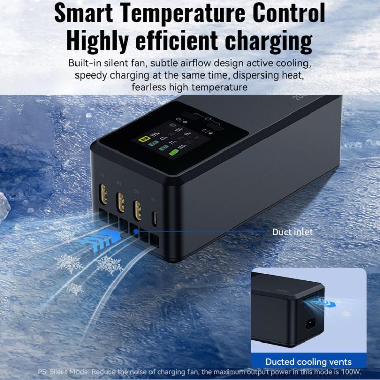 Caricabatterie a 3 canali LKTOP UC342 da 200 W per DJI Air 3 / 3S, ideale per fotografia aerea., US Plug, EU Plug