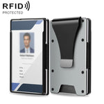 Porta badge e portafoglio per carte ultra sottile in alluminio con protezione RFID, custodia per targhetta e porta carte di credito in metallo.