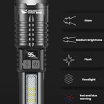 Torcia portatile SMILING SHARK SD-5244 con display digitale zoomabile e luce laterale, dimmerabile a 4 livelli., Hook, Breaker Bar