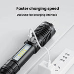 Torcia portatile SMILING SHARK SD-5244 con display digitale zoomabile e luce laterale, dimmerabile a 4 livelli., Hook, Breaker Bar
