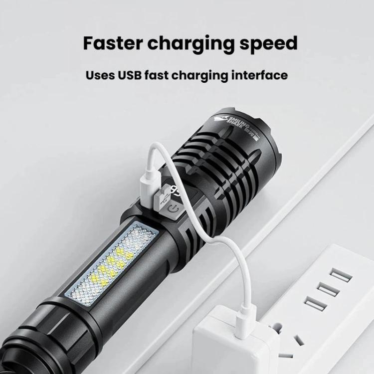 Torcia portatile SMILING SHARK SD-5244 con display digitale zoomabile e luce laterale, dimmerabile a 4 livelli., Hook, Breaker Bar
