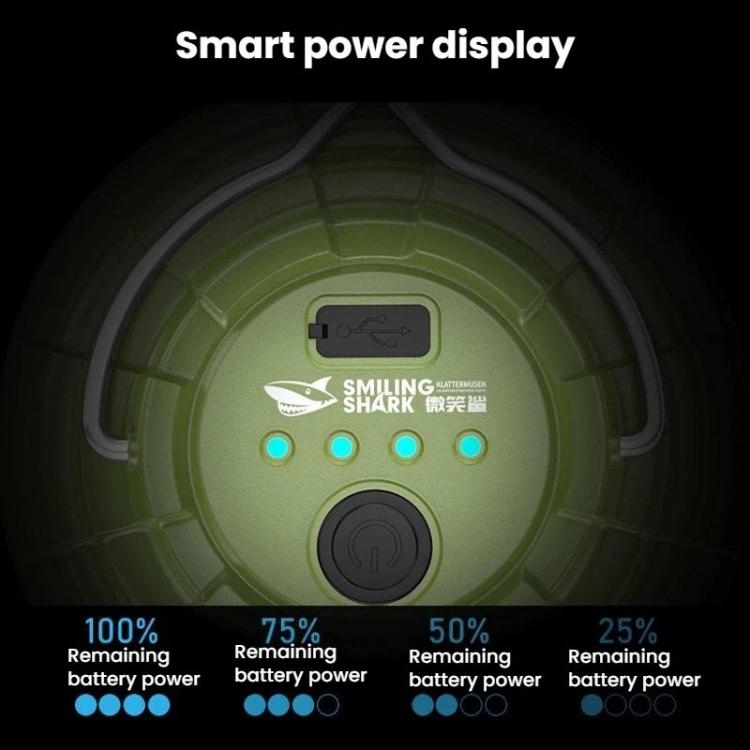 Lampada da campeggio ricaricabile per esterni SMILING SHARK LY-8339, lampada a sospensione per bancarelle, mercatini notturni, emergenze