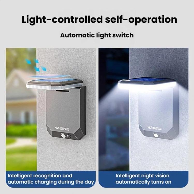 Lampada da giardino a energia solare con sensore di movimento, pieghevole, a 3 livelli, per esterni., SMILING SHARK BD-068