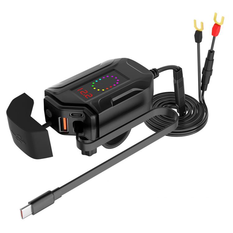 Caricabatterie moto impermeabile IP65 con cavo USB retrattile