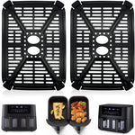 Confezione da 2 vassoi per frittura ad aria e vaschetta raccogligocce per friggitrice ad aria digitale a doppio cestello Holstein Housewares da 8,4 QT.