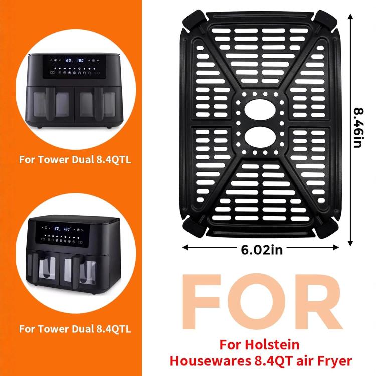 Confezione da 2 vassoi per frittura ad aria e vaschetta raccogligocce per friggitrice ad aria digitale a doppio cestello Holstein Housewares da 8,4 QT.