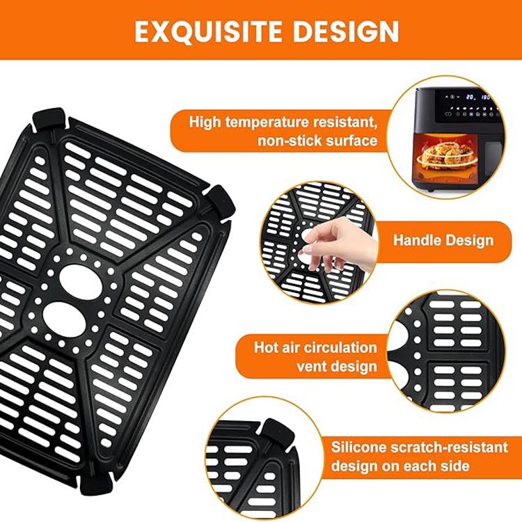 Confezione da 2 vassoi per frittura ad aria e vaschetta raccogligocce per friggitrice ad aria digitale a doppio cestello Holstein Housewares da 8,4 QT.
