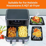 Confezione da 2 vassoi per frittura ad aria e vaschetta raccogligocce per friggitrice ad aria digitale a doppio cestello Holstein Housewares da 8,4 QT.