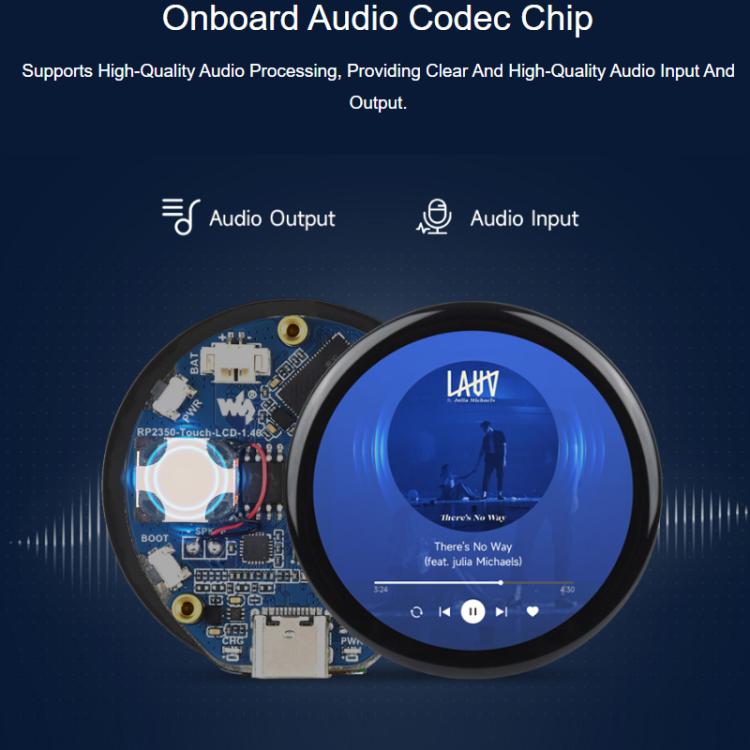 La scheda di sviluppo per microcontrollore ad alte prestazioni WAVESHARE RP2350 è dotata di un display touchscreen rotondo da 1,46 pollici., 32868