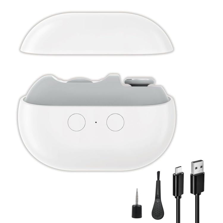 Tagliaunghie elettrico 3 in 1 con lima integrata e copertura magnetica.
