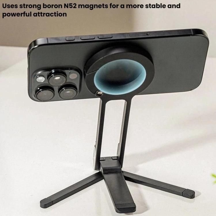 Supporto per telefono magnetico in lega di alluminio con moschettone, treppiede portatile per fotografia