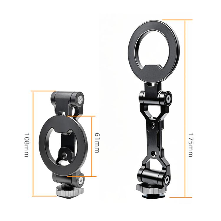 Supporto magnetico pieghevole per telefono con slitta a freddo, fotocamera per riprese orizzontali e verticali, streaming live e fotografia., Holder