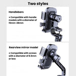 Supporto per telefono da moto XY-106 antiurto, antiscivolo, girevole e con funzione di navigazione, per motociclisti., Handbar, Rearview Mirror