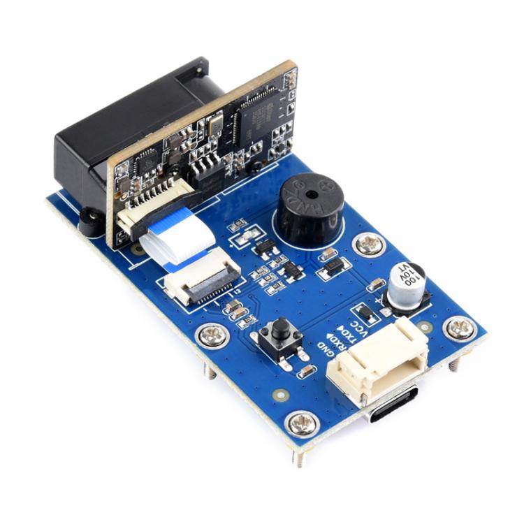 Modulo di scansione codici a barre e QR WAVESHARE, tipo E, involucro metallico, lettura codici DPM, interfacce USB e UART integrate, doppia interfaccia., 32387