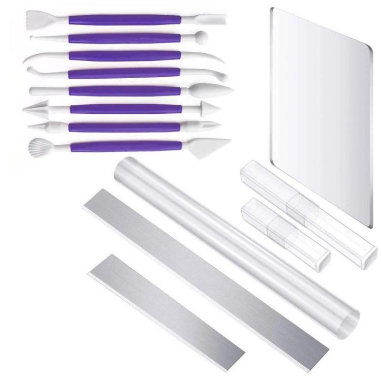 Strumenti per ceramica, argilla di pietra, coltello per scolpire, asta acrilica, tavola per modellare fai da te, 14pcs