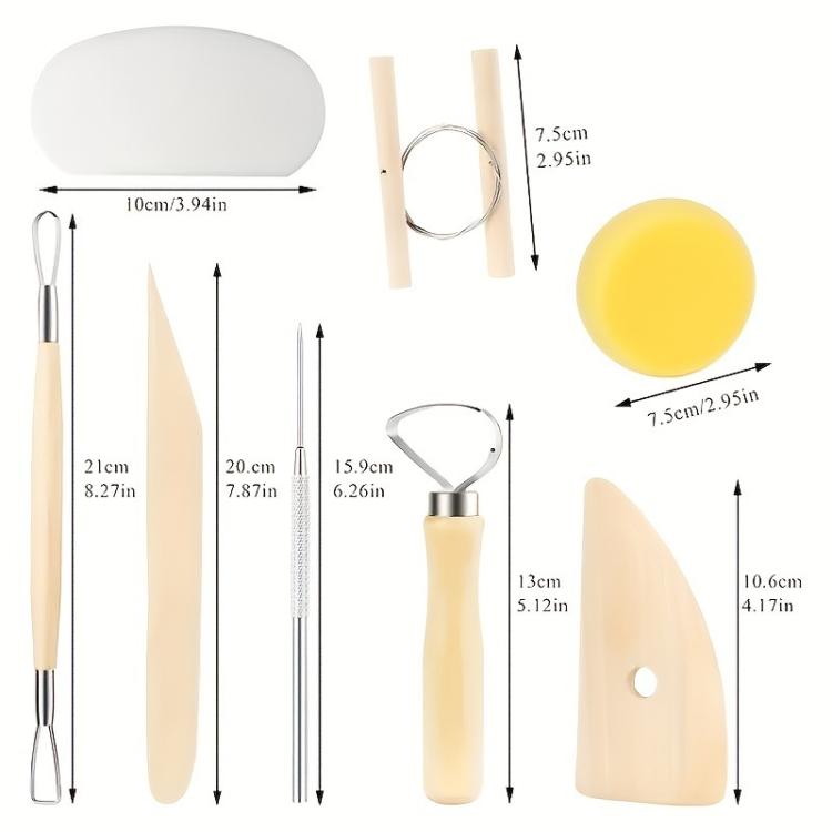 Strumenti per ceramica: coltello per scolpire l'argilla, penna a punti in silicone, aghi per dettagli Nanatsuhon, raschietto., 57pcs