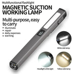 Lampada da lavoro per riparazione auto con clip a penna COB, ricaricabile tramite USB, con forte adesione magnetica