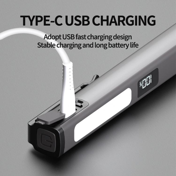 Lampada da lavoro per riparazione auto con clip a penna COB, ricaricabile tramite USB, con forte adesione magnetica