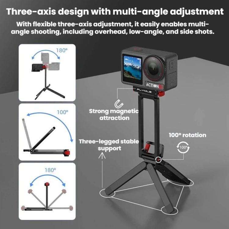 Supporto per treppiede magnetico a sgancio rapido con moschettone per DJI Osmo Action 3 / 4 / 5 Pro, AC5027