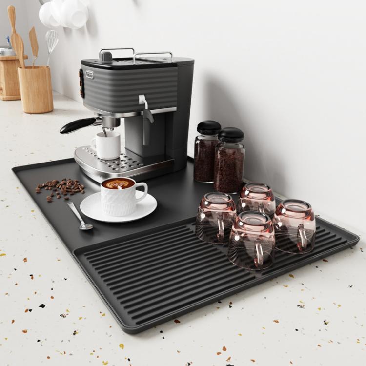Tappetino in silicone antiscivolo per macchina da caffè, vassoio di scolo resistente al calore per tavolo da pranzo, Horizontal Stripes Black, Horizontal Stripes Grey, Vertical Stripes Black, Vertical Stripes Grey, Loop Pattern Black, Loop Pattern Grey