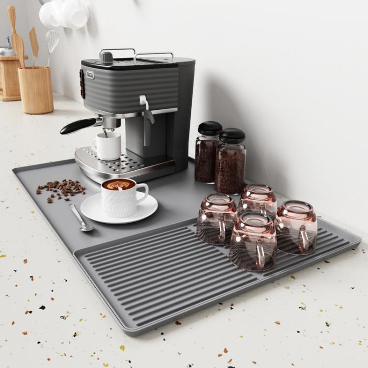 Tappetino in silicone antiscivolo per macchina da caffè, vassoio di scolo resistente al calore per tavolo da pranzo, Horizontal Stripes Black, Horizontal Stripes Grey, Vertical Stripes Black, Vertical Stripes Grey, Loop Pattern Black, Loop Pattern Grey