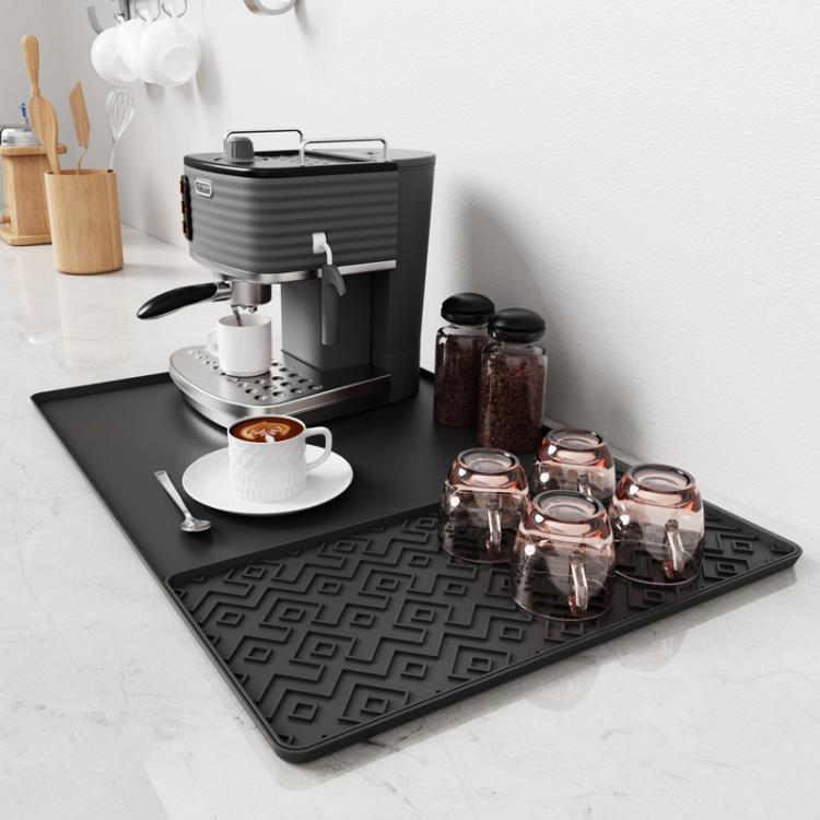 Tappetino in silicone antiscivolo per macchina da caffè, vassoio di scolo resistente al calore per tavolo da pranzo, Horizontal Stripes Black, Horizontal Stripes Grey, Vertical Stripes Black, Vertical Stripes Grey, Loop Pattern Black, Loop Pattern Grey