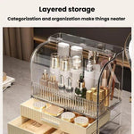 Scatola porta cosmetici con coperchio, grande capacità, organizer da scrivania a cassetto