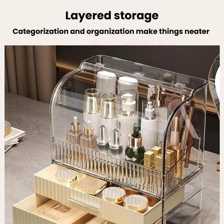 Scatola porta cosmetici con coperchio, grande capacità, organizer da scrivania a cassetto