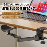 Ergonomic Computer Desk Arm Rest 360-degree Rotating Desk Clamp Arm Support Bracket Keyboard Armrest Extender