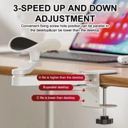 Ergonomic Computer Desk Arm Rest 360-degree Rotating Desk Clamp Arm Support Bracket Keyboard Armrest Extender