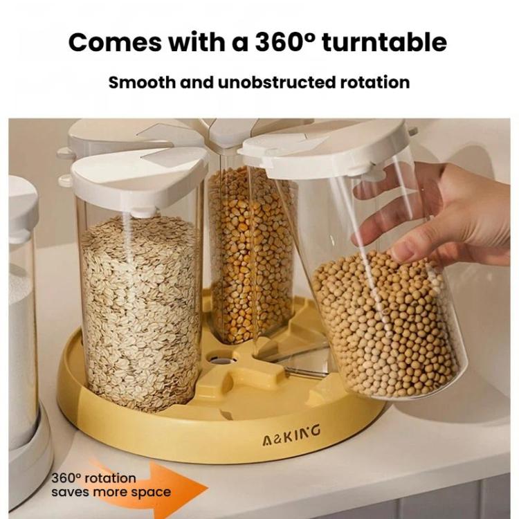 Contenitore girevole antipolvere e a prova di umidità per cereali, caffè e chicchi di caffè, ideale per la cucina domestica.