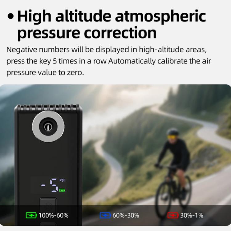 Mini pompa gonfiabile portatile ad alta pressione per bici elettrica senza spazzole con display, AM6pro