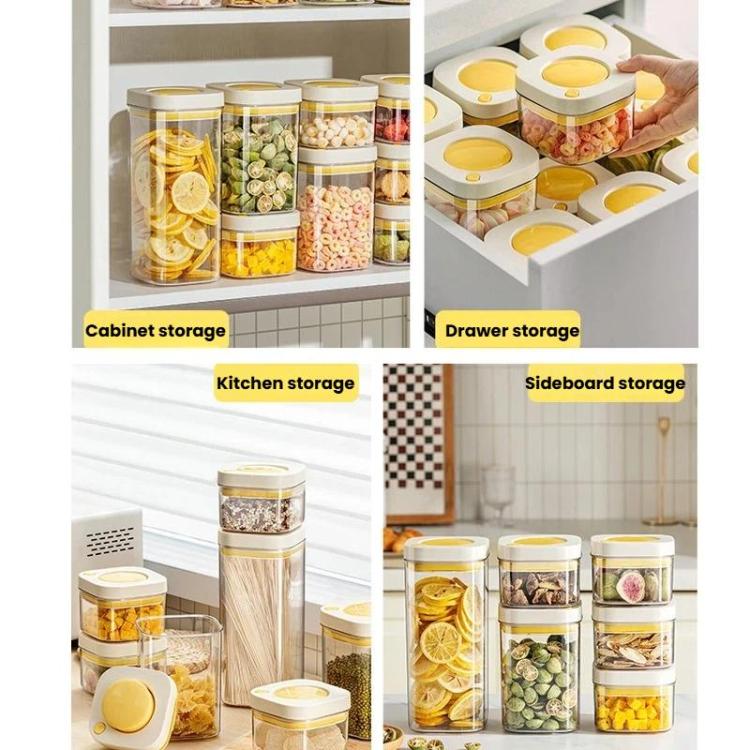 Barattolo sottovuoto per alimenti, contenitore da cucina per chicchi di caffè e cereali, 380ml White Yellow, 1100ml White Yellow, 1800ml White Yellow, 380ml White Blue, 1100ml White Blue, 1800ml White Blue