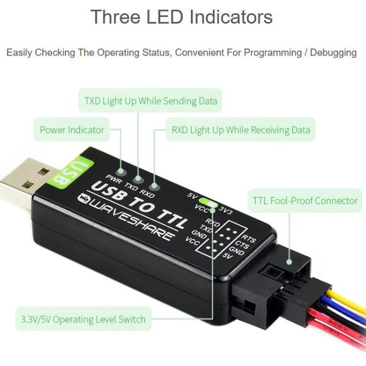 Industrial USB To TTL Converter, Original FT232RNL, Multi Protection & Systems Support, 17939