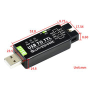 Convertitore industriale da USB a TTL, modello originale FT232RNL, con protezione multipla e supporto per diversi sistemi., 17939