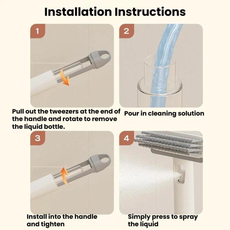 Spazzola rigida multifunzione con spray liquido per la pulizia delle piastrelle del bagno