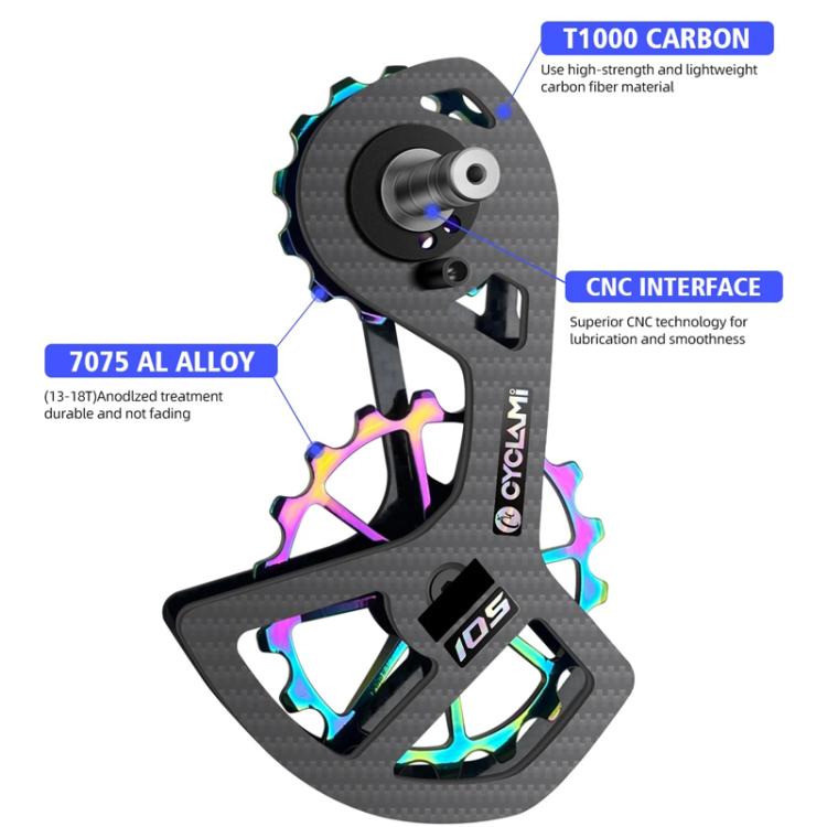 Leva cambio CYCLAMI in fibra di carbonio per bici da strada, deragliatore posteriore in ceramica con puleggia grande, For Shimano 8000 / 8020 / 8050 / 8070 / 8170 / 9100 / 9150 / 9170, For Shimano R7000, For Shimano 5800 / 5700                         ...