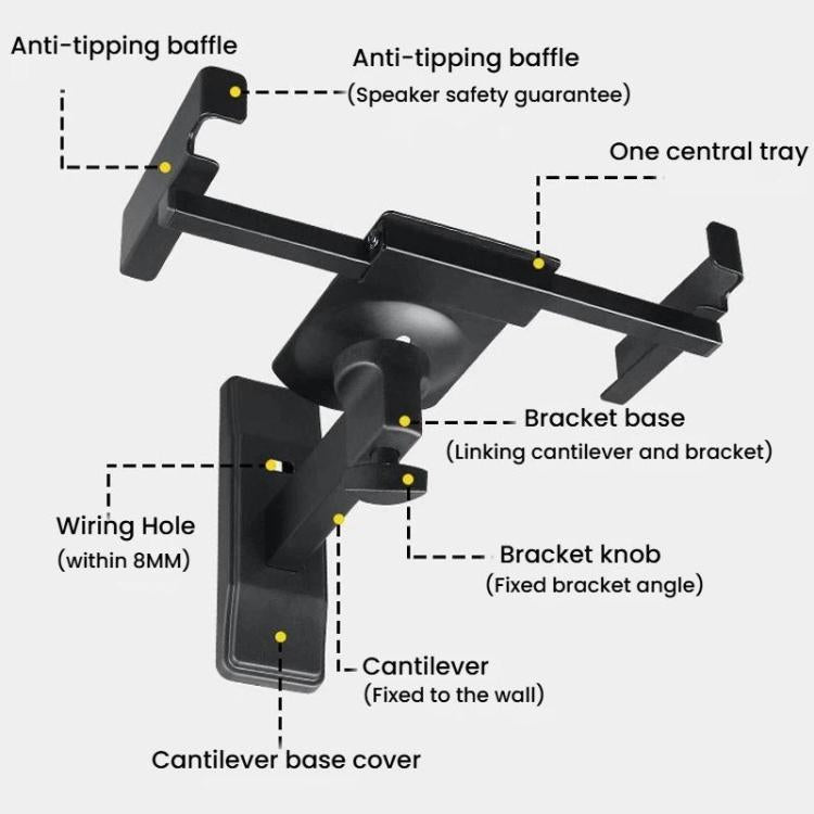 Supporto per altoparlanti da parete ad angolazione regolabile, staffa per monitor audio surround., LKT-383, LKT-383S