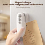Mini sigillatrice magnetica ricaricabile per alimenti con porta Type-C, doppia modalità per sigillare e aprire sacchetti, White, Blue