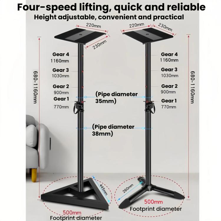 Supporto da pavimento in metallo per altoparlanti, monitor surround e scrivania, ideale per studio e scrivania., LKT-610, LKT-640