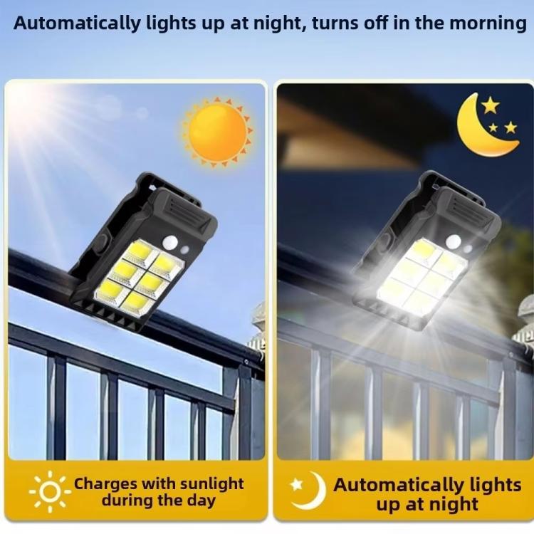 Lampada solare da esterno con clip e sensore di movimento, ideale per il giardino., 6 Cells 24LEDs, 1 Cell 24LEDs, 6 Cells 24COB, 1 Cell 24COB