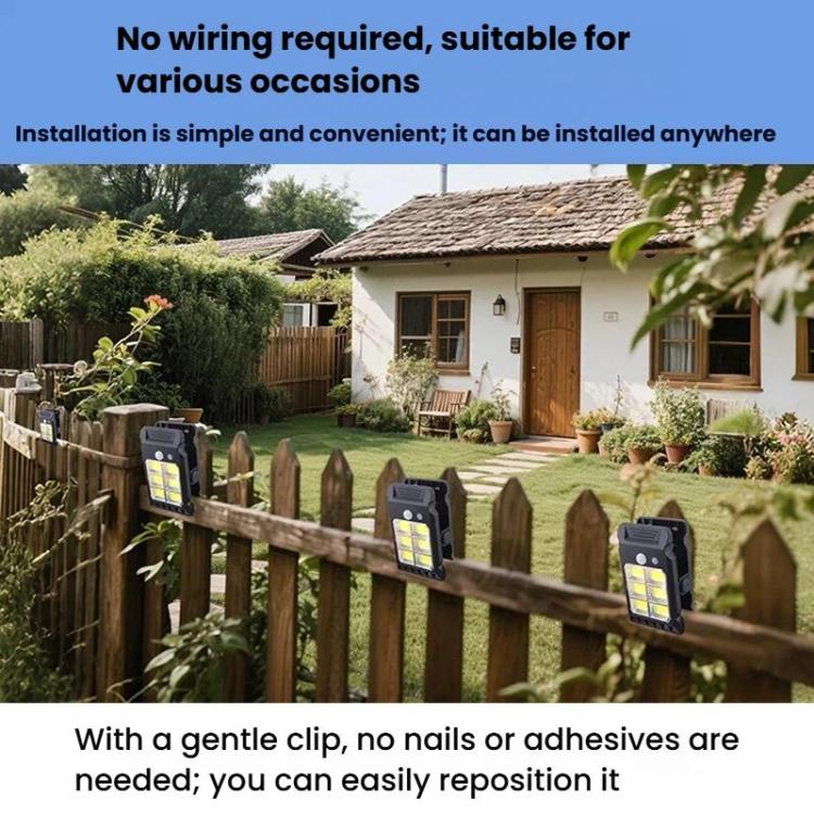 Lampada solare da esterno con clip e sensore di movimento, ideale per il giardino., 6 Cells 24LEDs, 1 Cell 24LEDs, 6 Cells 24COB, 1 Cell 24COB