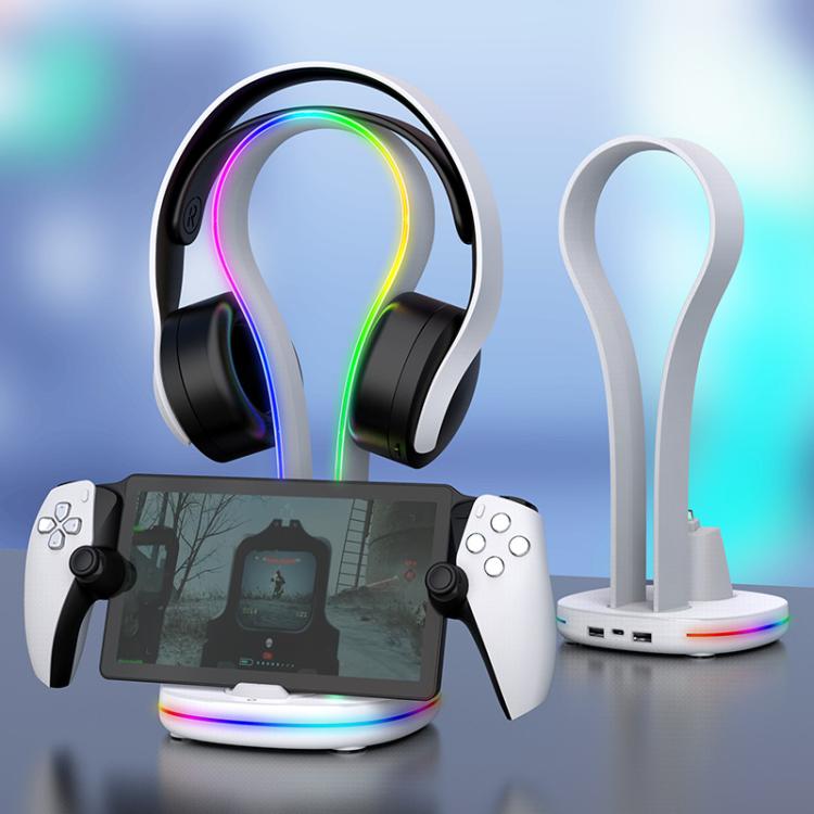 Dock di ricarica a contatto magnetico ipega per PS5 Portal con luci RGB e supporto per cuffie