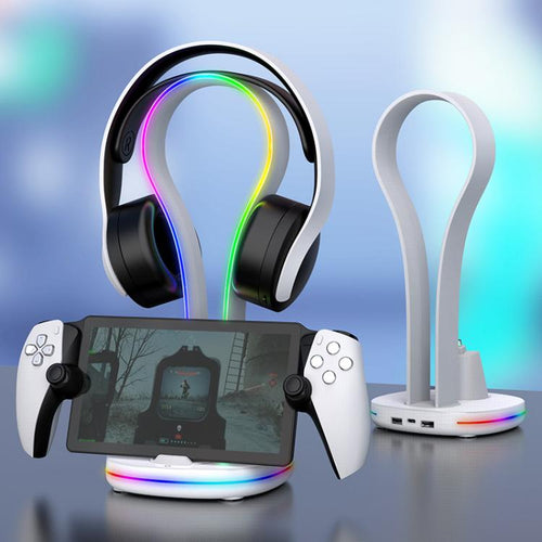 Dock di ricarica a contatto magnetico ipega per PS5 Portal con luci RGB e supporto per cuffie