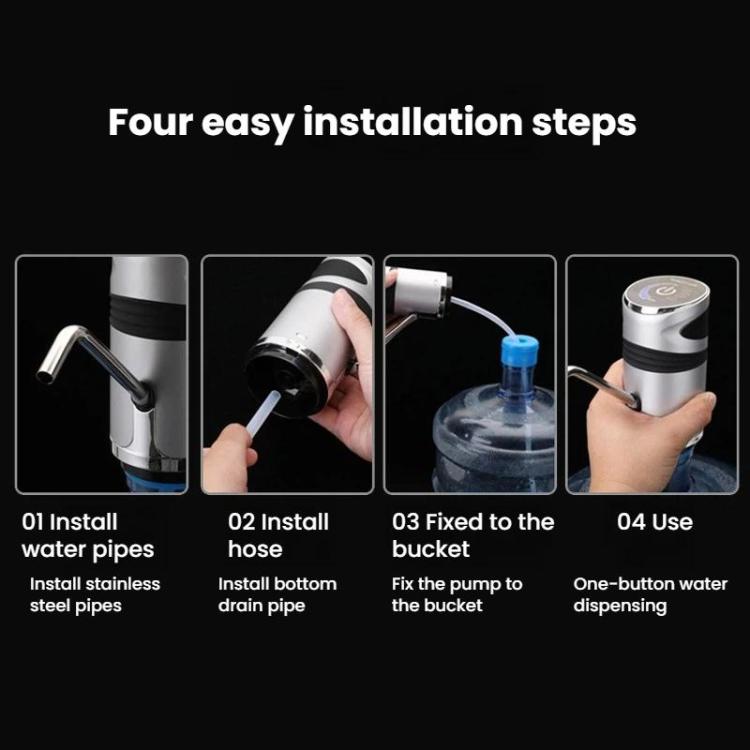Distributore d'acqua elettrico con comandi touch e blocco di sicurezza per bambini, portatile, ricaricabile, con pompa per bottiglie d'acqua.