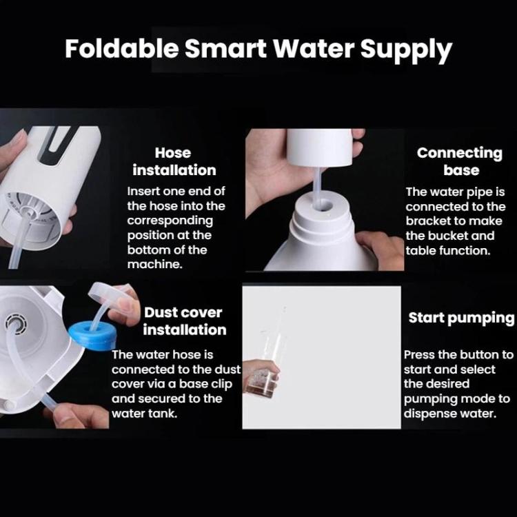 Pompa dell'acqua elettrica pieghevole per acqua in bottiglia, dispenser d'acqua intelligente per uso domestico, No Base, With Base