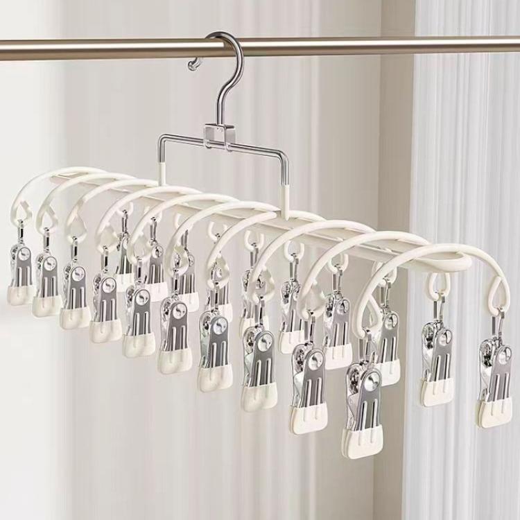 Appendiabiti antivento in acciaio inox con 20 clip per calzini e biancheria intima.