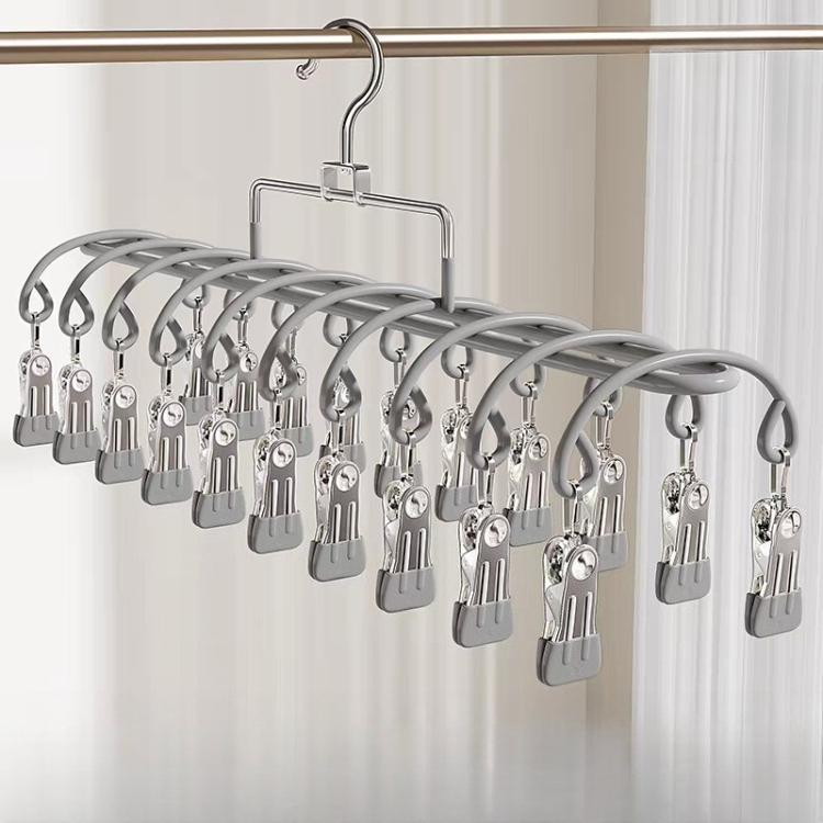 Appendiabiti antivento in acciaio inox con 20 clip per calzini e biancheria intima.